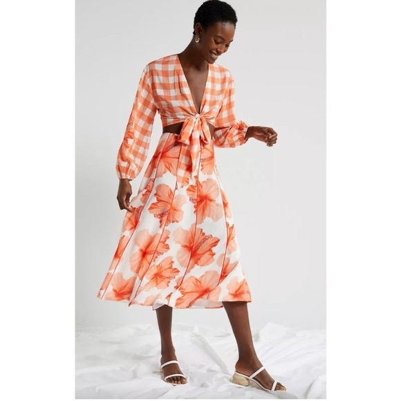 NWT Anthropologie Farm Rio Gingham Contrast Top & Skirt Set - Picture 1 of 12